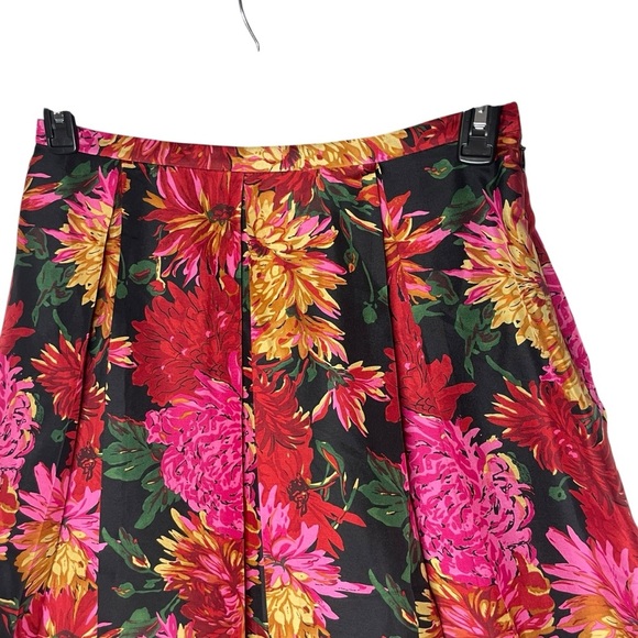 VTG Talbots 100% Silk Floral Pleated Lined Skirt Size 10 - Picture 3 of 12